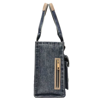 THE DENIM SUEDE LARGE CARGO TOTE BAG
